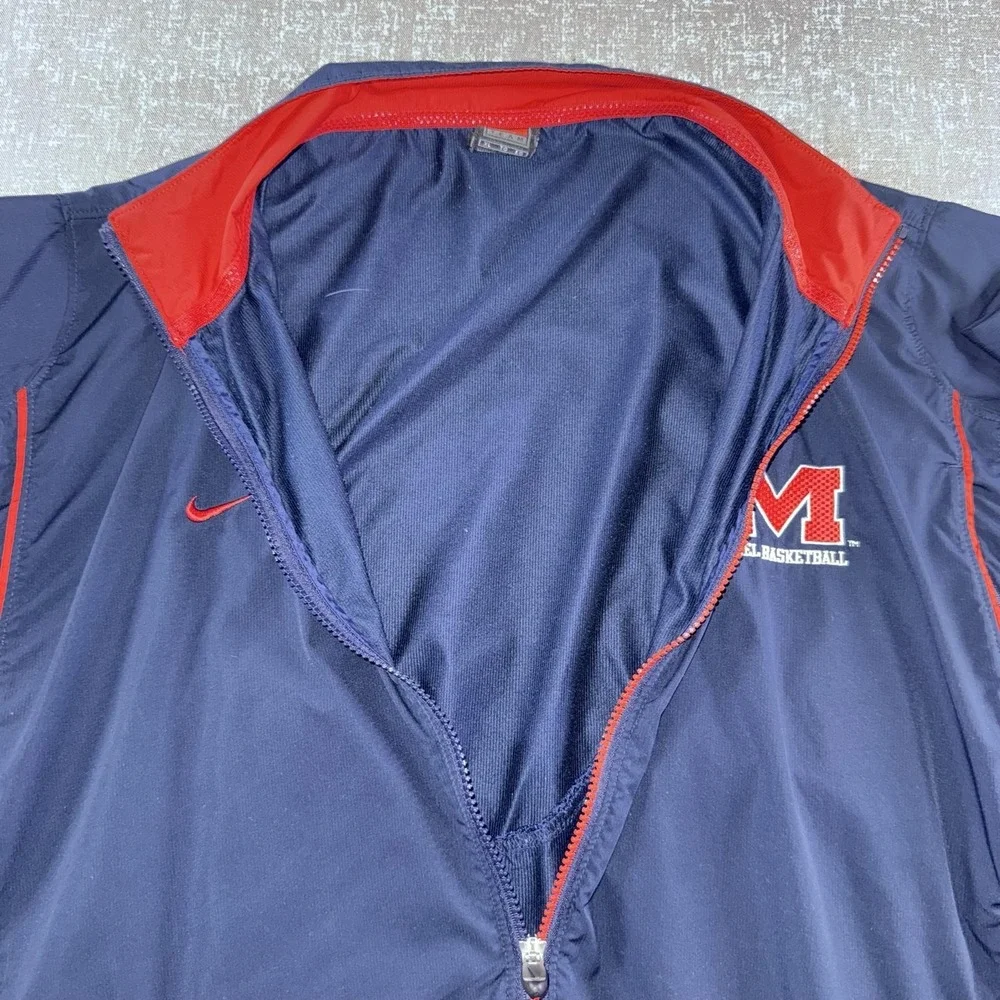 Ole Miss Rebels Jacket Mens XL Blue NCAA Basketball Nike Clima-FIT Full Zip